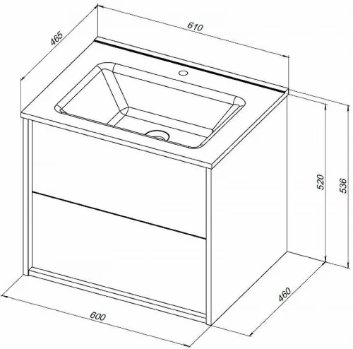 Тумба под раковину Aquanet Lino 60 Flat 287541 подвесная Дуб Веллингтон МДФ / ЛДСП