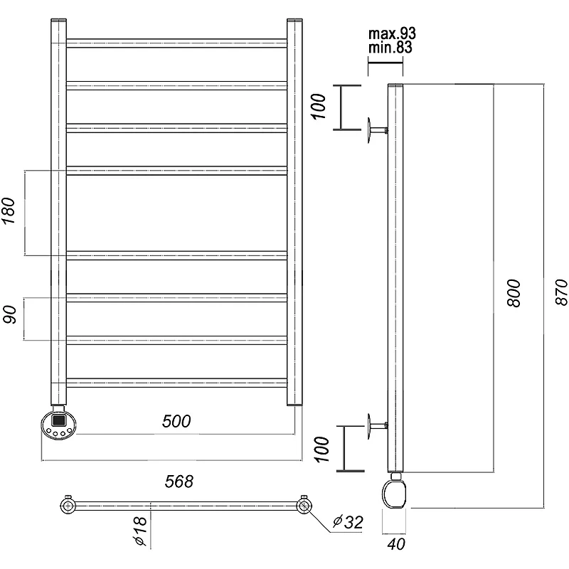 Электрический полотенцесушитель Domoterm Медея П8 500x800 EL Хром нержавеющая сталь