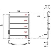 Электрический полотенцесушитель Point Афина PN04756W П4 500x600 диммер слева Белый