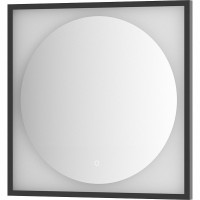 Зеркало Defesto Eclipce 70х70 DF 2222S с подсветкой 15W-4500К/в багетной раме/Сенсорный выключатель/Нейтральный белый свет/Черная рама