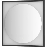 Зеркало Defesto Eclipce 70х70 DF 2222S с подсветкой 15W-4500К/в багетной раме/Сенсорный выключатель/Нейтральный белый свет/Черная рама
