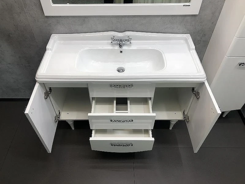 Тумба с раковиной Comforty Монако 120 00003132224 Белая