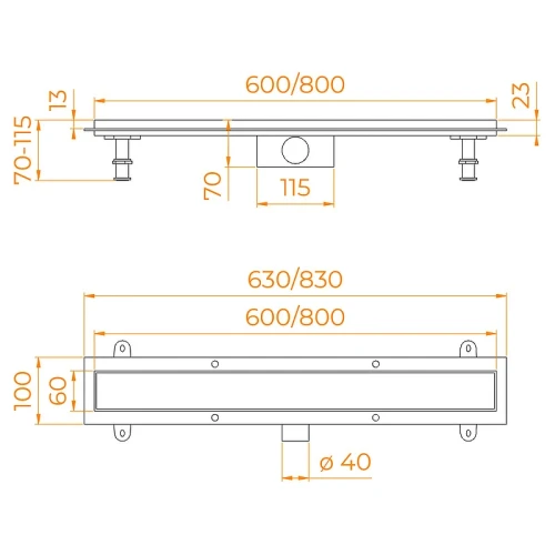 Душевой лоток RGW SDR-34-80 64213480-01 с решеткой Хром / под плитку