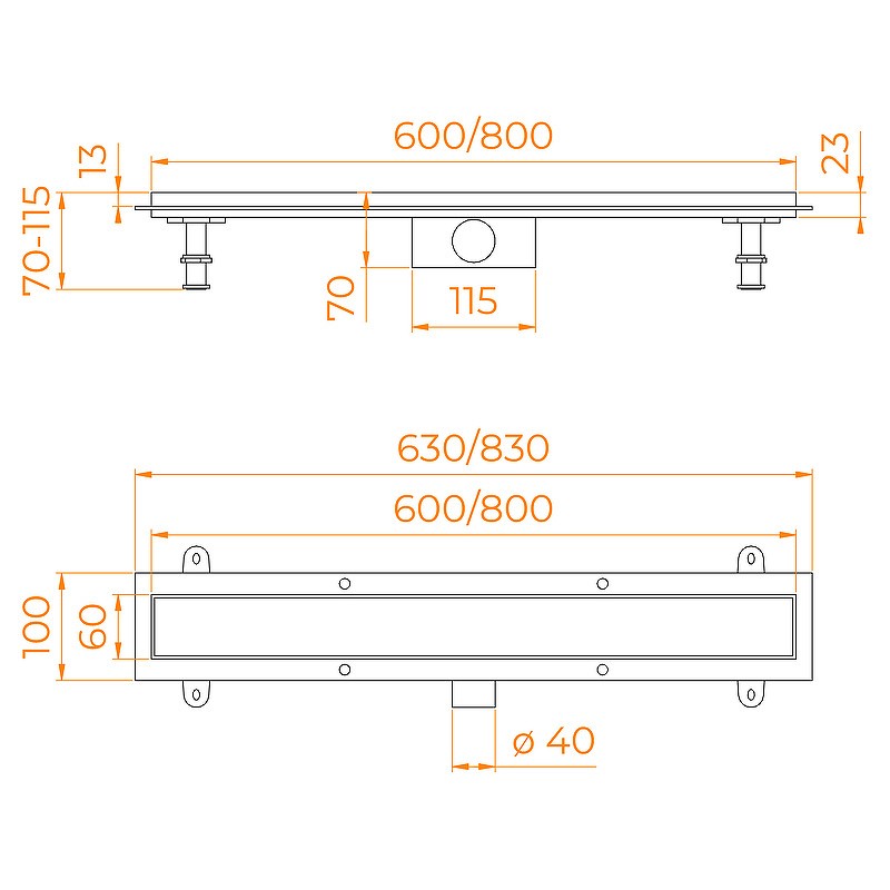 Душевой лоток RGW SDR-34-80 64213480-01 с решеткой Хром / под плитку