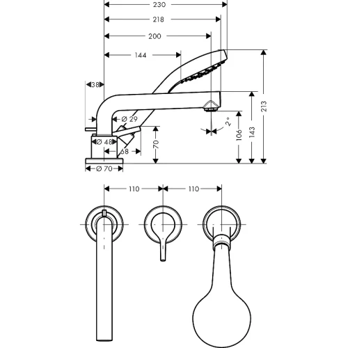 Смеситель на борт ванны Hansgrohe Talis S 72416000