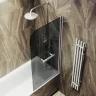 Шторка для ванны Maybah Glass MGV-791-5 800х1400 поворотная на монопетле с полотенцедержателем Хром матовый стекло графитовое