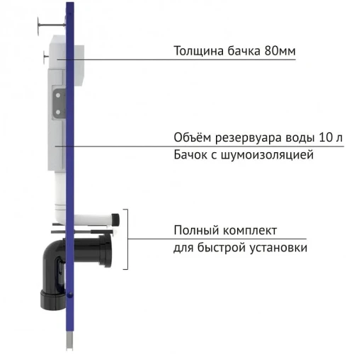 Комплект унитаза с инсталляцией Berges Novum 042448 с сиденьем Микролифт и клавишей смыва Хром глянцевый фарфор подвесной