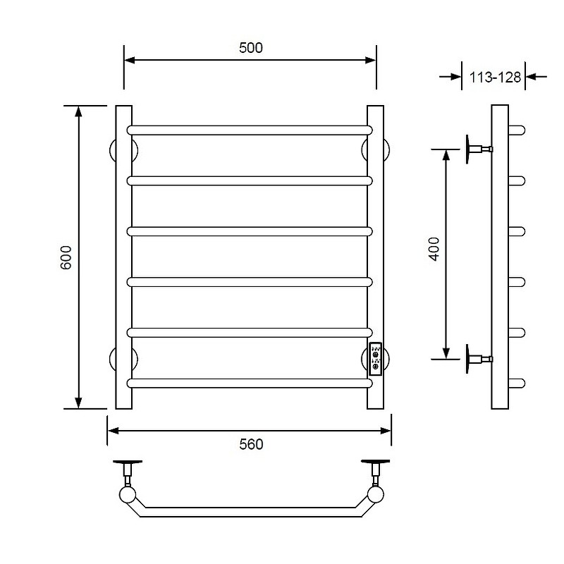 Электрический полотенцесушитель Comfysan Scola EC-6 60x50 016906 Черный матовый