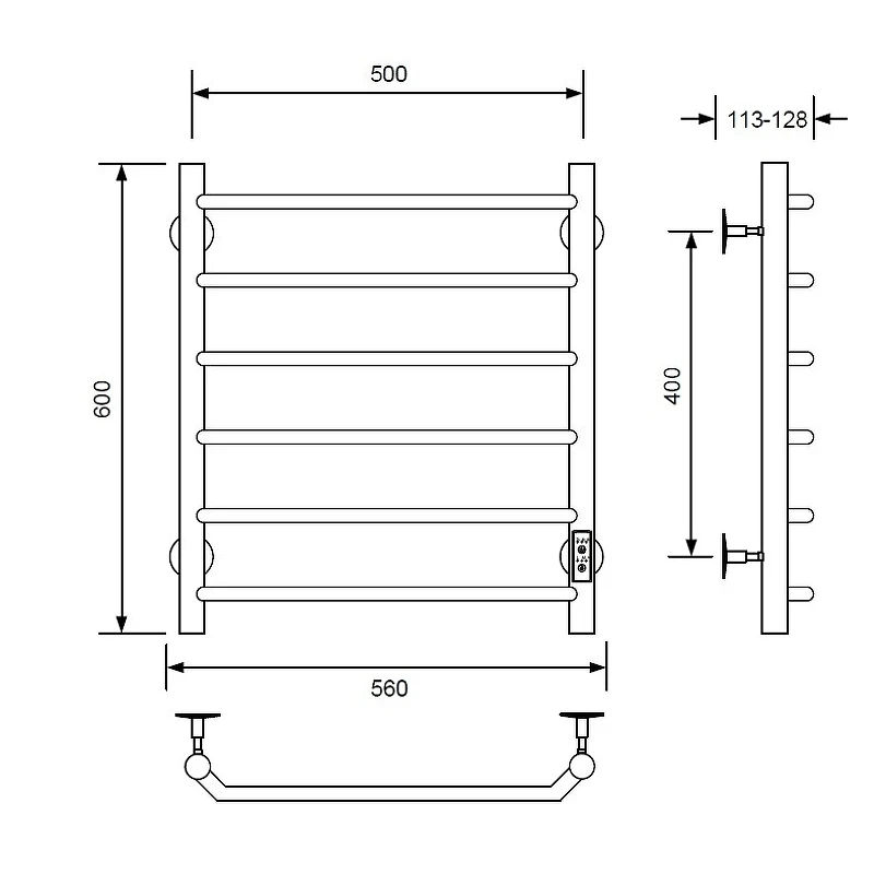 Электрический полотенцесушитель Comfysan Scola EC-6 60x50 016906 Черный матовый