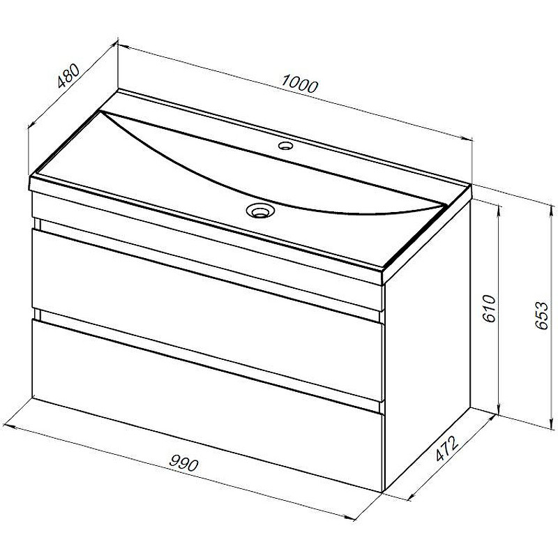 Тумба под раковину Aquanet Нота New 100 334206 подвесная Дуб холден МДФ / ЛДСП