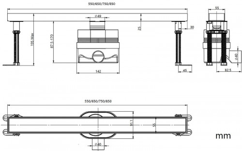 Душевой лоток Allen Brau Priority 85 9.50010.BN с решеткой цвет Никель браш / под плитку