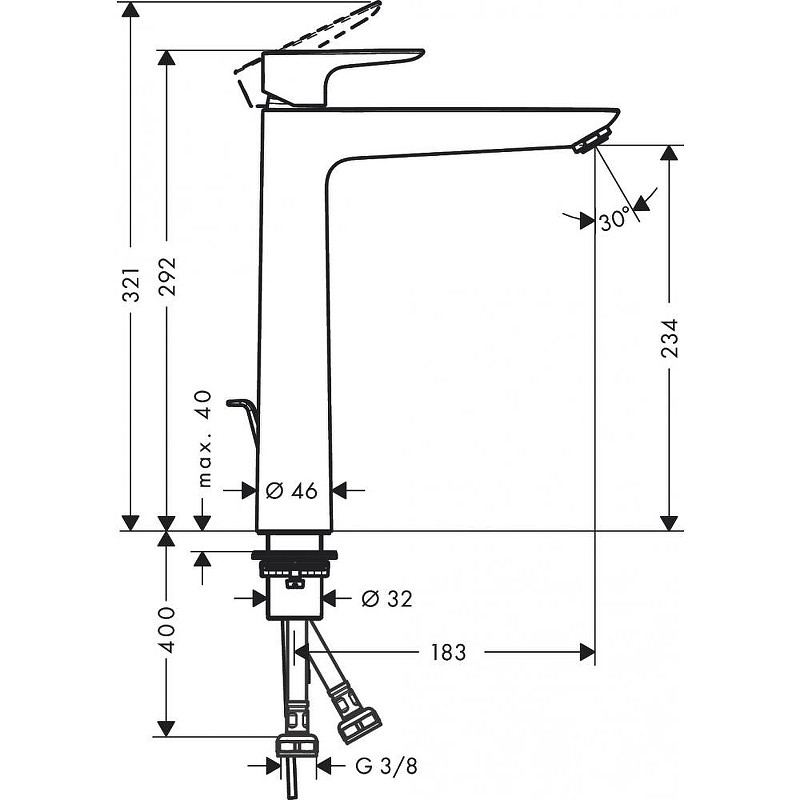 Смеситель для раковины Hansgrohe Talis E 71716670 Черный матовый латунь