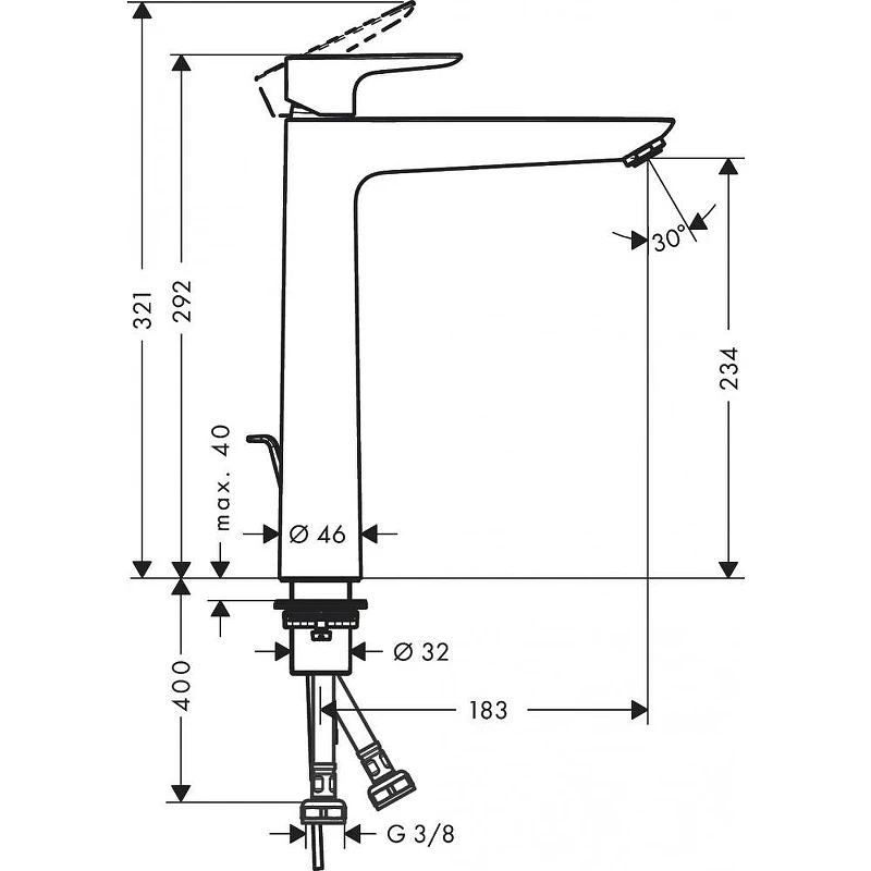 Смеситель для раковины Hansgrohe Talis E 71716670 Черный матовый латунь