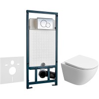 Комплект унитаза BelBagno Uno-Tor BB5177CH-TOR/SC с сиденьем Микролифт и инсталляцией WeltWasser WW Marberg 507 10000005949+10000005952 с клавишей смыва Хром глянцевый фаянс подвесной