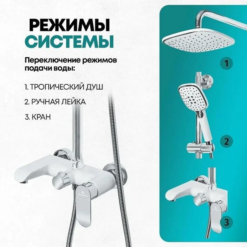 Душевая система Grocenberg GB7010WC Белая Хром