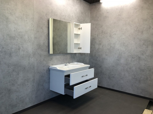 Зеркало со шкафом Comforty Неаполь 100 00004139023 Белое МДФ / ЛДСП, стекло