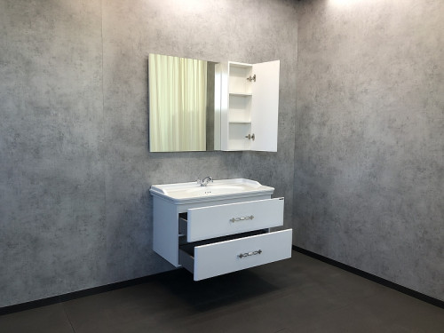 Зеркало со шкафом Comforty Неаполь 100 00004139023 Белое МДФ / ЛДСП, стекло