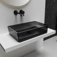 Раковина-чаша Abber Kristall 60 AT2803Onyx Черная полиэфирная смола накладная