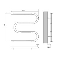 Водяной полотенцесушитель Melodia della vita Simple Shelf М-образный 60х60х1 MTRSS6060 с полкой Полированная сталь