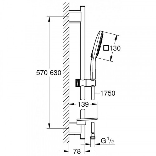 Душевой гарнитур Grohe Rainshower SmartActive 26584000 Хром латунь на стену