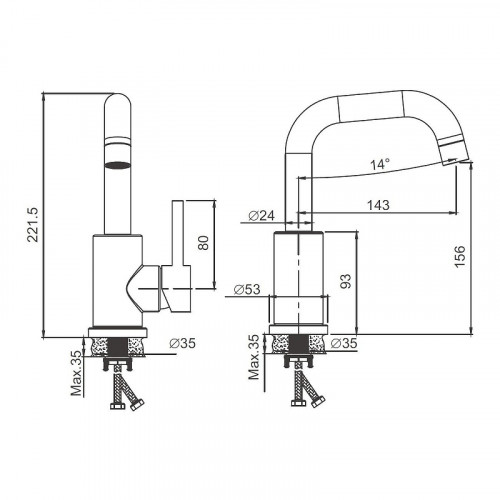 Смеситель для раковины Belz B810-3 B10810-3 цвет Оружейная сталь