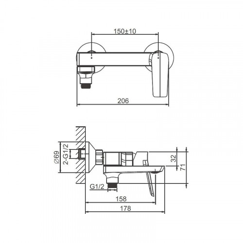 Смеситель для ванны Belz B715-7 B60715-7 цвет Черный