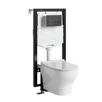 Комплект унитаза с инсталляцией WasserKRAFT Vils 56TLT.010.ME.MB03.H001 цвет Белый с сиденьем Микролифт и клавишей смыва цвет Черный