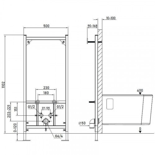 Инсталляция Allen Brau Base 9.30001.20 для биде Синяя нержавеющая сталь