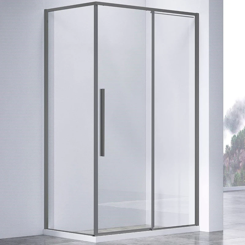 Душевой уголок Vincea Slim-N 110x80 VSR-4SN8011CLGM профиль Вороненая сталь стекло прозрачное
