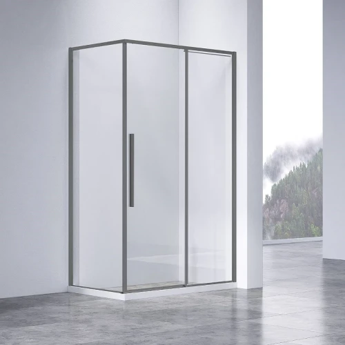 Душевой уголок Vincea Slim-N 110x80 VSR-4SN8011CLGM профиль Вороненая сталь стекло прозрачное