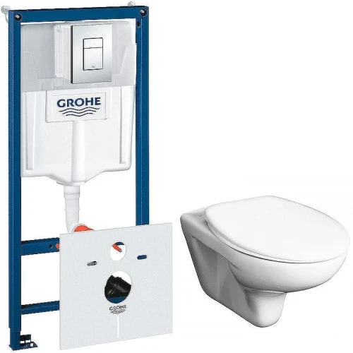 Унитаз с инсталляцией Roca Mateo 346200000+ZRU9302815 + Grohe Rapid SL 38775001 с сиденьем и клавишей смыва Хром