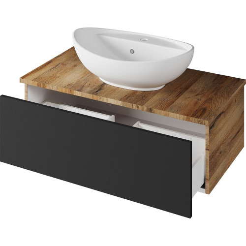 Тумба под раковину Misty Ива 90 П-Ива-01090-481Я подвесная Графит Дуб Вотан