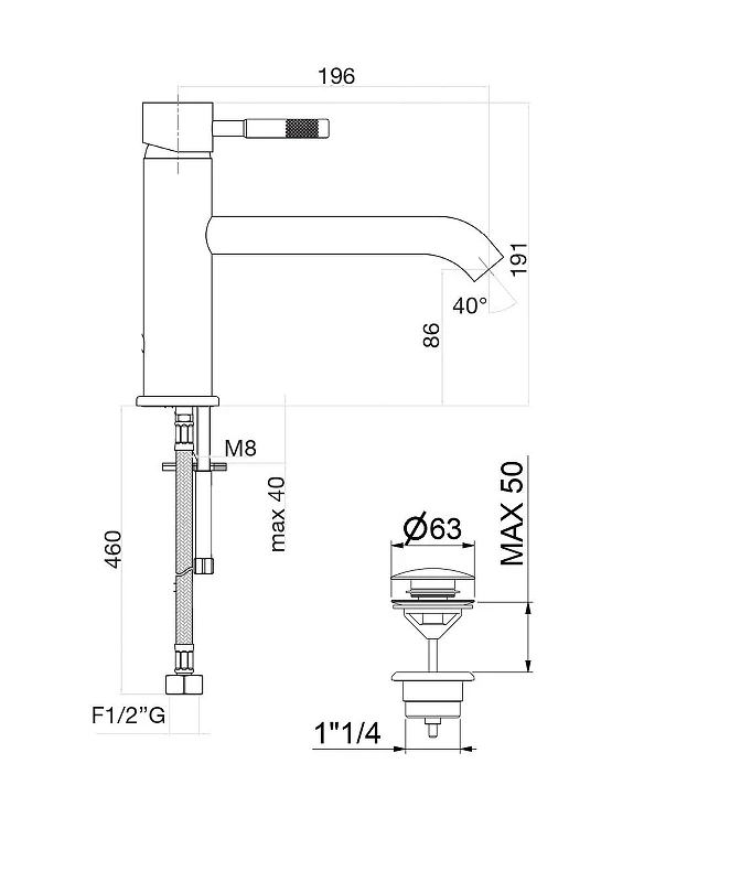 Смеситель для раковины Fiore Xenon 44NN5284 цвет Черный матовый