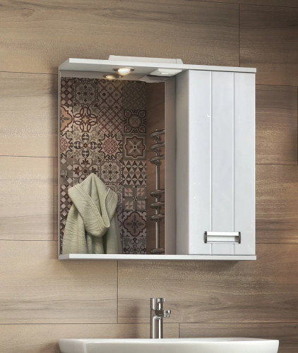 Зеркало со шкафом Vigo Diana 70 R z.DIA.70.R.El с подсветкой Белое МДФ / ЛДСП, стекло