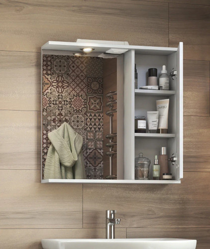 Зеркало со шкафом Vigo Diana 70 R z.DIA.70.R.El с подсветкой Белое МДФ / ЛДСП, стекло