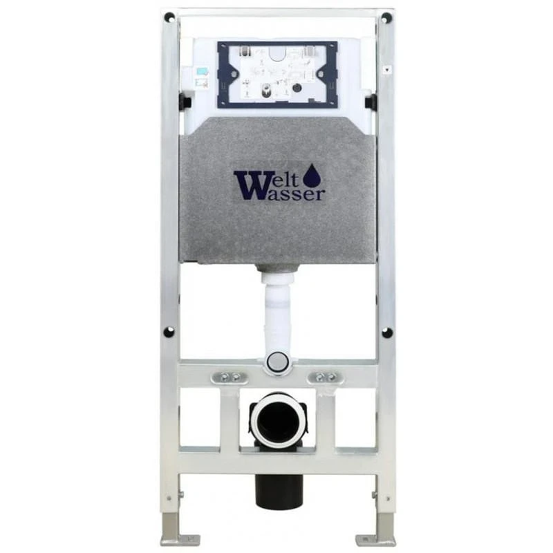 Комплект унитаза с инсталляцией WeltWasser AMBERG 506 ST + HEIMBACH 043 GL-WT + AMBERG RD-BL 10000012151 цвет Белый глянцевый с сиденьем Микролифт и клавишей смыва цвет Черный