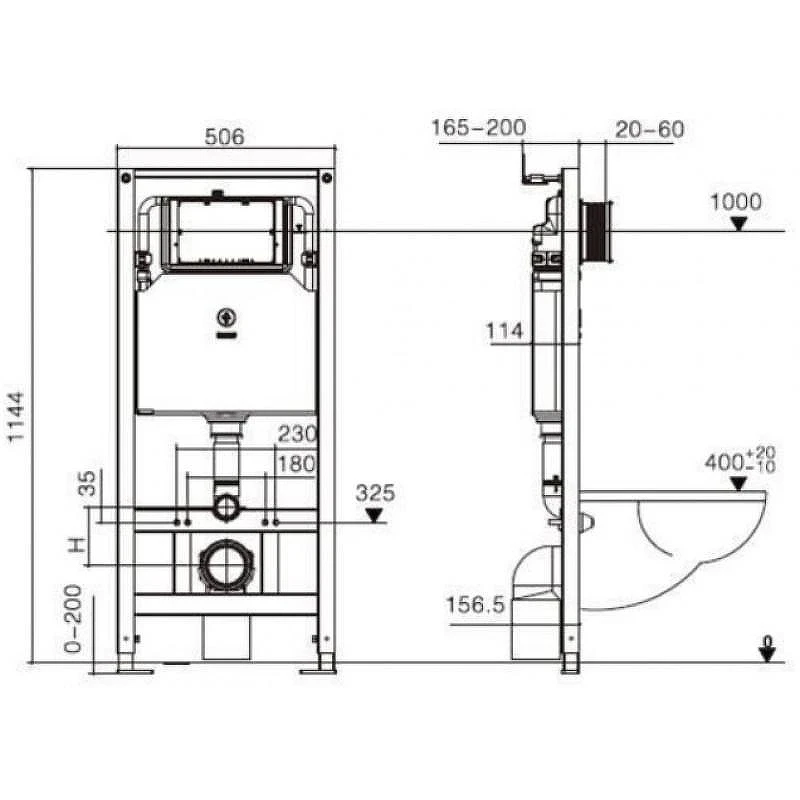Комплект унитаза с инсталляцией WeltWasser AMBERG 506 ST + HEIMBACH 043 GL-WT + AMBERG RD-BL 10000012151 цвет Белый глянцевый с сиденьем Микролифт и клавишей смыва цвет Черный