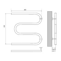 Водяной полотенцесушитель Melodia della vita Simple Polymer М-образный 60х60х1 MTRSP6060PLR Полированная сталь