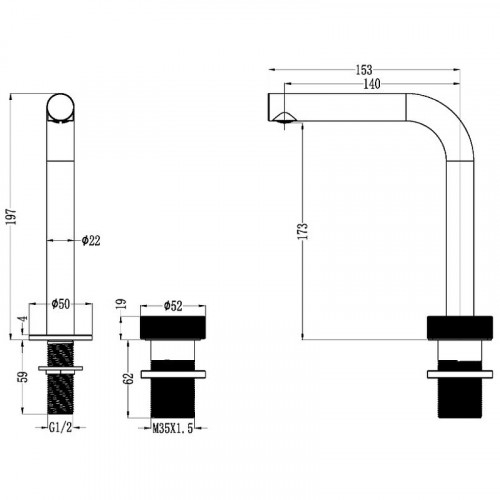 Смеситель для раковины Boheme Tech 158-SGM Оружейная сталь глянцевая латунь