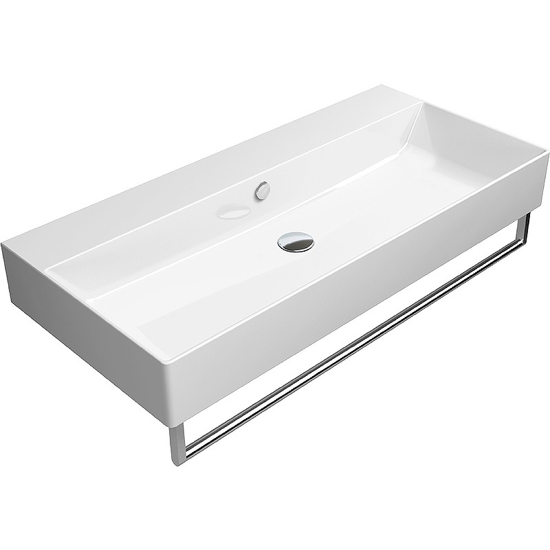 Раковина GSI Kube X 100 9423011 Белая фаянс подвесная, накладная