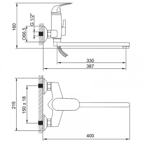 Смеситель для ванны Melodia della vita Classica MDV40741 универсальный Хром