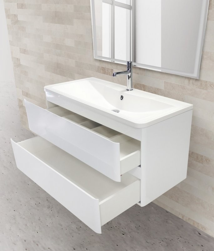 Тумба под раковину BelBagno ALBANO-800-2C-SO-BL подвесная Bianco Lucido МДФ / ЛДСП