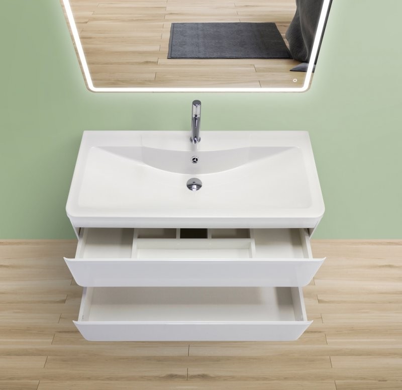Тумба под раковину BelBagno ALBANO-800-2C-SO-BL подвесная Bianco Lucido МДФ / ЛДСП