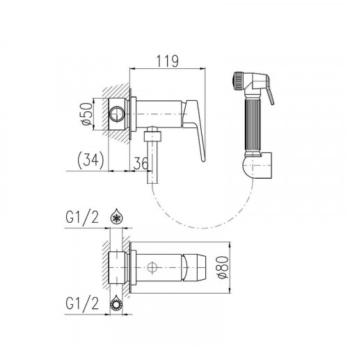 Смеситель для биде Rav Slezak Colorado CO147/1Z с гигиеническим душем цвет Золото
