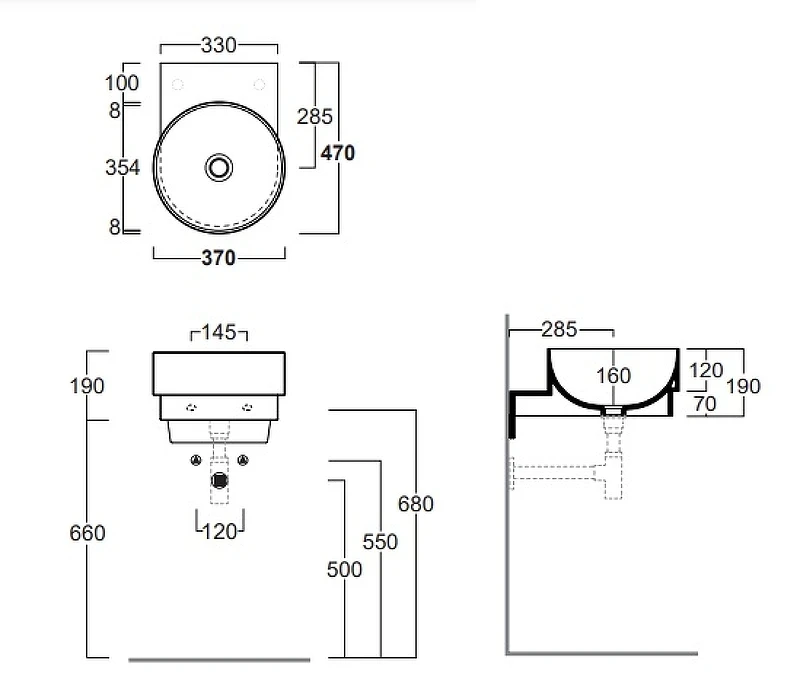 Раковина Simas Po-Mo 37 PO05bi Белая фаянс подвесная, накладная