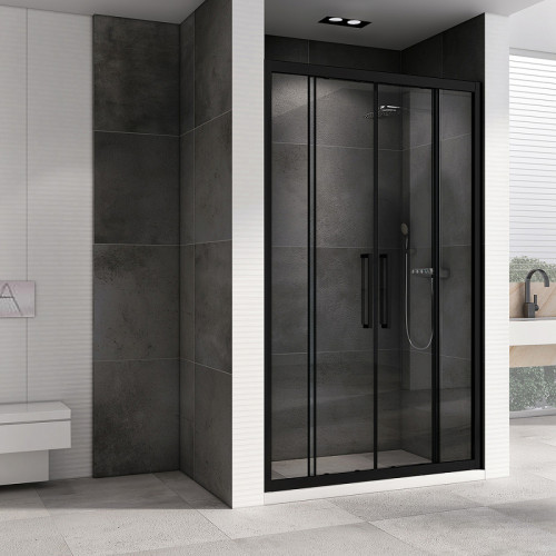 Душевая дверь Abber Schwarzer Diamant 160 AG33160BH профиль Черный стекло прозрачное