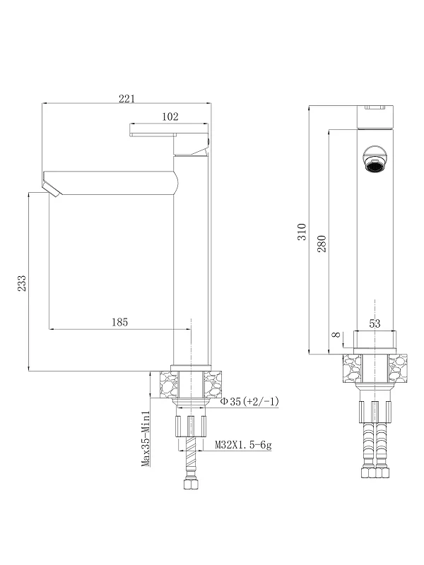 Смеситель для раковины Agger Easy A3112155 цвет Оружейная сталь