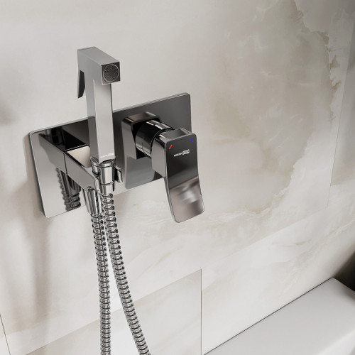 Гигиенический душ со смесителем WasserKRAFT Aller 10638 Хром латунь на стену