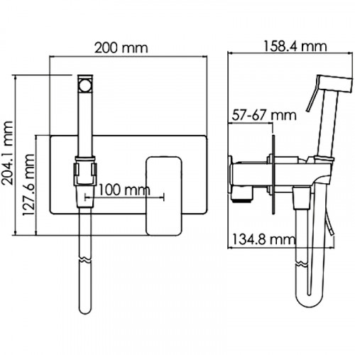 Гигиенический душ со смесителем WasserKRAFT Aller 10638 Хром латунь на стену