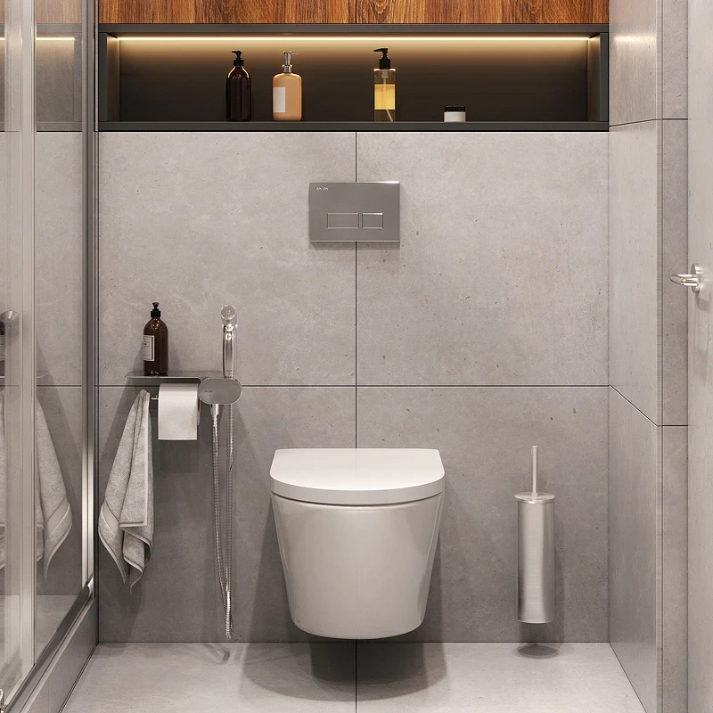 Унитаз AM.PM Sense FlashClean CK74H0403W подвесной с гигиеническим душем и ершиком с сиденьем Микролифт фарфор подвесной